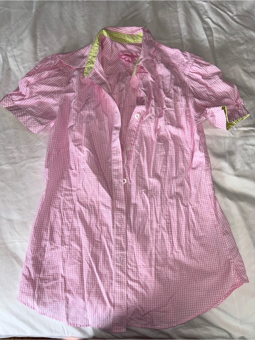 Lilly Pulitzer Pink & Green Gingham Button Down